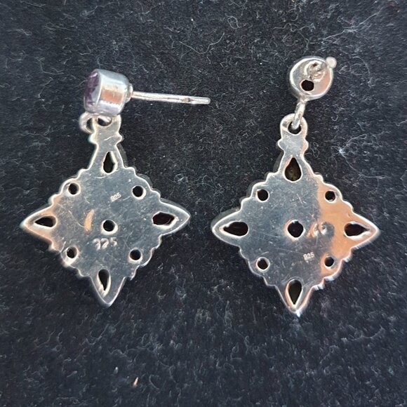 ✨ Gorgeous Vintage Multi-Gemstone Dangle Earrings – 925 Sterling Silver ✨ - Picture 10 of 10